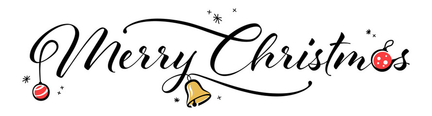 Wall Mural - merry christmas hand lettering inscription vector design, calligraphy illustration with christmas ic