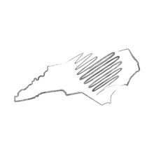 North Carolina US State Hand Drawn Pencil Sketch Outline Map With Heart Shape. Continuous Line Drawing Of Patriotic Home Sign. A Love For A Small Homeland. T-shirt Print Idea. Vector Illustration.