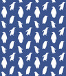 © Sweta - Vector seamless pattern of hand drawn penguin silhouette isolated on blue background