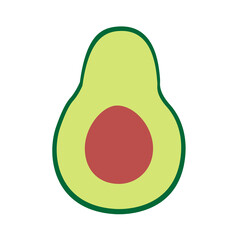 Wall Mural - Vector flat hand drawn avocado isolated on white background