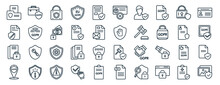Set Of 40 Flat Gdpr Web Icons In Line Style Such As Portfolio, Rectification, Right To Access, Address, Account, Id Card, Delete Icons For Report, Presentation, Diagram, Web Design