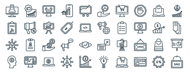 Poster - set of 40 flat marketing web icons in line style such as recommendation, rss, viral, behavior, sales