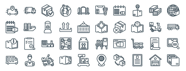 Poster - set of 40 flat delivery and logistics web icons in line style such as express delivery, delivery dat