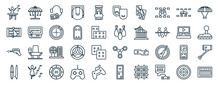 Set Of 40 Flat Entertainment Web Icons In Line Style Such As Carousel, G Clef, Water Gun, Suroard, Home Theater, Paraplane, Theater Icons For Report, Presentation, Diagram, Web Design