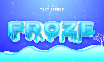 Editable Winter Snow Text Effect. Frozen text. Text effect. Graphic style