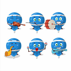 Canvas Print - Cartoon character of blue lolipop wrapped playing some musical instruments