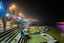 Night View Of Ganges Riverbank During Dev Deepawali