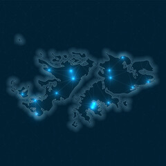 Poster - falklands network map. abstract geometric map of the country. digital connections and telecommunicat
