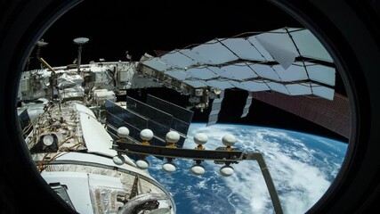 Wall Mural - flight over the earth's surface, made from a space station. 3d rendering