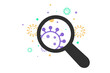Virus and bacteria under magnifying glass icon vector in color on white background