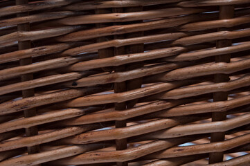 Industrial arts a wicker basket. Detailed view. Background for various uses.