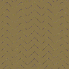 Poster - Golden background with blue crayon zigzag repeat pattern print