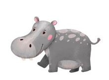 Illustration Digital Hippo With Pink Polka Dots