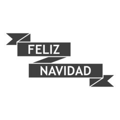 Canvas Print - Banner con texto Feliz Navidad en español en cinta en color gris para su uso en invitaciones y tarjetas de felicitación