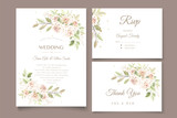 Fototapeta Tulipany - hand drawn soft floral roses wedding invitation card set