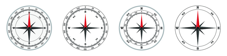 Wall Mural - compass icon. vector illustration. set of abstract compass symbols on white background