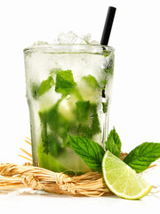 Wall Mural - Mojito Cocktail on white Background - Isolated