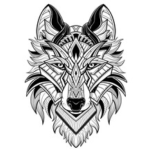Wolf Illustration Geometric Tattoo Style And Tshirt Design