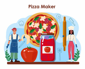 Wall Mural - pizzeria concept. chef cooking tasty delicious pizza. italian food