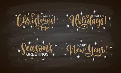 Wall Mural - Hand sketched Merry Christmas card, badge, icon typography. Lettering Merry Christmas for Christmas, New Year greeting card, invitation template, banner, poster. Vector EPS10