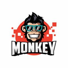 Monkey mascot logo vector. Animal vector illustration. Geek monkey logo. Chimpanzee vector logo design