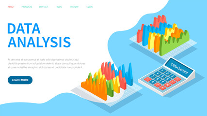Poster - Visualize with business analytics. Work with statistical data analysis, changing indicators. Analyze statistical indicators, business data. Marketing research for presentation. Data financial report