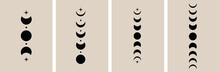Moon Phases Simple  Vector Illustration Set Boho Style 