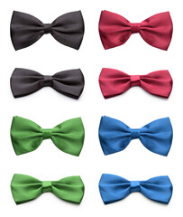Wall Mural - Colorful bow ties set isolated on white background.