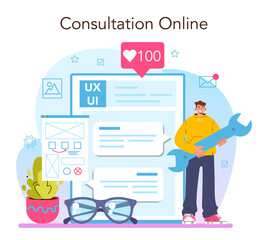 Poster - ux and ui designer online service or platform. user interface design