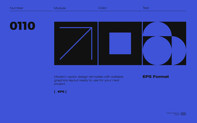 Fototapete - Swiss Poster Design Template With Abstract Geometric Shapes