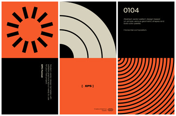 Fototapete - Brutalist Poster Design Template With Abstract Geometric Shapes