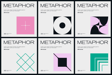 Fototapete - Swiss Poster Design Template With Abstract Geometric Shapes
