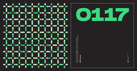 Fototapete - Brutalist Poster Design Template With Abstract Geometric Shapes