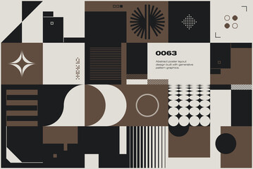 Fototapete - Brutalist Poster Design Template With Abstract Geometric Shapes