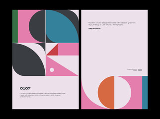 Fototapete - Neomodern Poster Design Layout With Abstract Vector Geometric Shapes