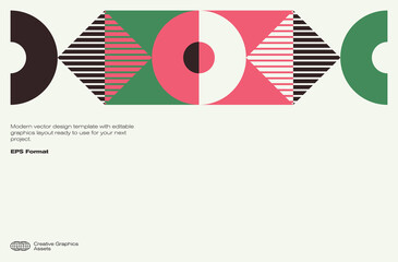 Fototapete - Swiss Poster Design Template With Abstract Geometric Shapes