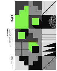 Fototapete - Swiss Poster Design Template With Abstract Geometric Shapes