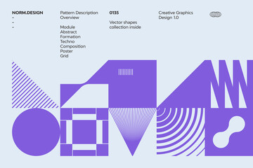 Fototapete - Swiss Poster Design Template With Abstract Geometric Shapes