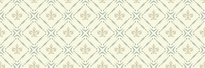 Wall Mural - Beautiful background pattern with decorative ornament in vintage style on beige background. Seamless wallpaper texture. Vector image