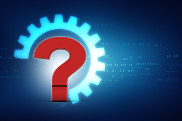 Poster - 3d rendering question mark concept
