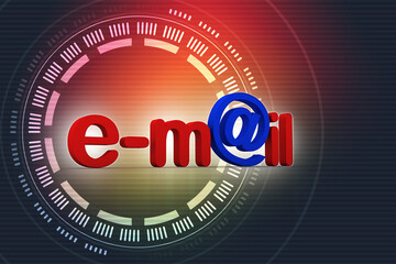Poster - 3d rendering E mail sign concept
