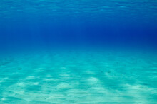 A Nice Open Underwater Scene Showing Infinite Blue Water Sandwiched Between A Sandy Bottom And The Surface Of The Sea. The Pure Environment Provides A Perfect Background