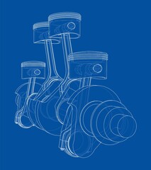 Wall Mural - Engine crankshaft with pistons outline