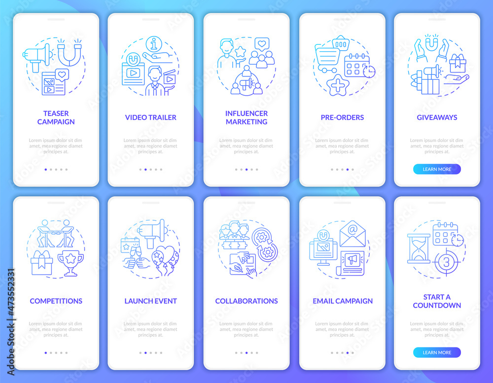 Small business tips onboarding mobile app page screen set. Startup ...
