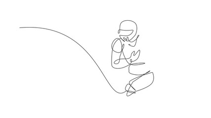 Poster - Animation of one line drawing of energetic man american football player run and hold the ball for league promotion. Sport competition concept. Continuous line self draw animated. Full length motion.