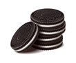 3d realistic vector icon. Oreo chocolate cookies in stack for brand embems. Isolated on white background.