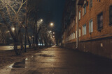 Fototapeta Uliczki - Night empty street in the city of Voronezh