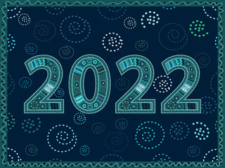 Wall Mural - Happy new year 2022. Beautiful greeting card with drawn numbers.