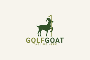 Wall Mural - golf goat logo with an image of agoat holding a golf flag.