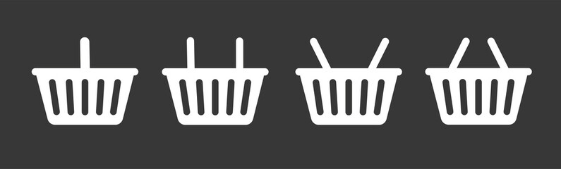 Poster - Ecommerce Basket shopping icon in white icon, isolated on black background